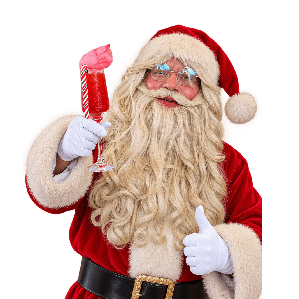 Santa Claus real entregando regalos a los colaboradores